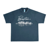 Midnight Navy boston skyline t shirt for women, men, girls & boys Urban Heavy Tee - linhVisuals
