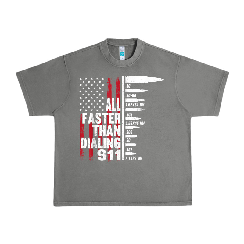 All Faster Than Dialing 911 American Flag Gun Lover For Men T Shirt Urban Heavy Tee by linhVisuals | Teevron