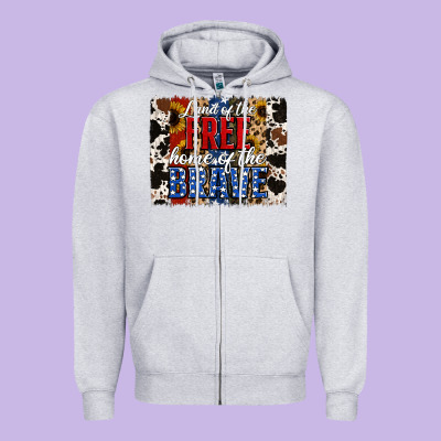 Land Of The Free Home Of The Brave Brushstroke Zipper Hoodie Designed By Jasminsmagicworld