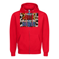 Red Land of the Free Home of the Brave Brushstroke Zipper Hoodie - Jasminsmagicworld