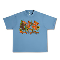 Pebble Blue western Christmas Urban Heavy Tee - CowhideDigitalArt