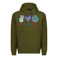 Army Green Peace Love Teach Premium Hoodie - Jasminsmagicworld