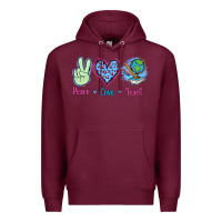 Burgundy Peace Love Teach Premium Hoodie - Jasminsmagicworld