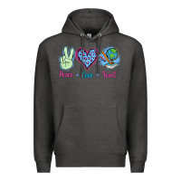 Charcoal Heather Peace Love Teach Premium Hoodie - Jasminsmagicworld