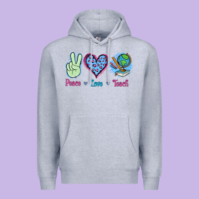 Peace Love Teach Premium Hoodie Designed By Jasminsmagicworld