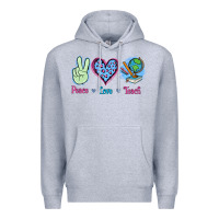 Heather Grey Peace Love Teach Premium Hoodie - Jasminsmagicworld