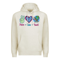 Oatmeal Heather Peace Love Teach Premium Hoodie - Jasminsmagicworld