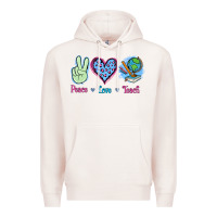 Pale Pink Peace Love Teach Premium Hoodie - Jasminsmagicworld