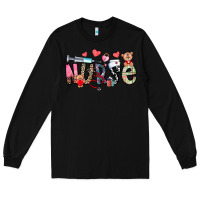 Black Nurse Valentines Day Long Sleeve Tee - CowhideDigitalArt