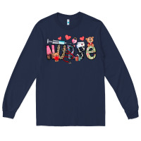 Navy Nurse Valentines Day Long Sleeve Tee - CowhideDigitalArt