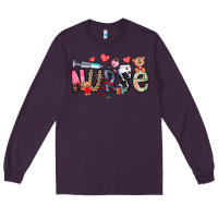Plum Nurse Valentines Day Long Sleeve Tee - CowhideDigitalArt