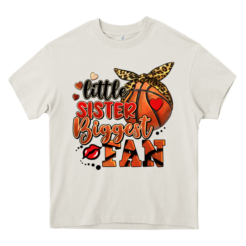 Little Sister Biggest Fan Basketball Heavy Core Tee by FaDigitalArtStudio | Teevron