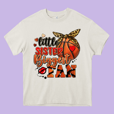 Little Sister Biggest Fan Basketball Heavy Core Tee Designed By Fadigitalartstudio
