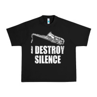 Black Saxophone I Destroy Silence Saxophonist | For Musicians Urban Heavy Tee - linhVisuals