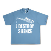 Pebble Blue Saxophone I Destroy Silence Saxophonist | For Musicians Urban Heavy Tee - linhVisuals