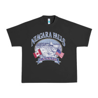 Pigment Black americana niagara falls scene canada america flags sweatshirt Urban Heavy Tee - linhVisuals