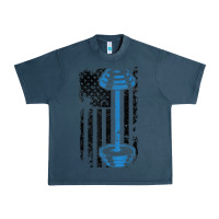 Midnight Navy american flag gym and fitness  weight lifting gift t shirt Urban Heavy Tee - linhVisuals