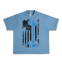 Pebble Blue american flag gym and fitness  weight lifting gift t shirt Urban Heavy Tee - linhVisuals