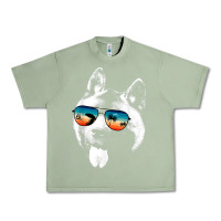 Oil Green american akita shirts with glasses sunglasses retro style t shirt Urban Heavy Tee - linhVisuals