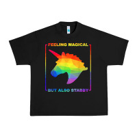 Black feeling magical but also stabby unicorn rainbow t shirt Urban Heavy Tee - linhVisuals