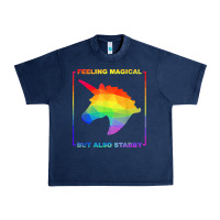 Navy feeling magical but also stabby unicorn rainbow t shirt Urban Heavy Tee - linhVisuals