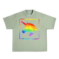 Oil Green feeling magical but also stabby unicorn rainbow t shirt Urban Heavy Tee - linhVisuals