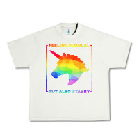 Feeling Magical But Also Stabby Unicorn Rainbow T Shirt Urban Heavy Tee | Teevron