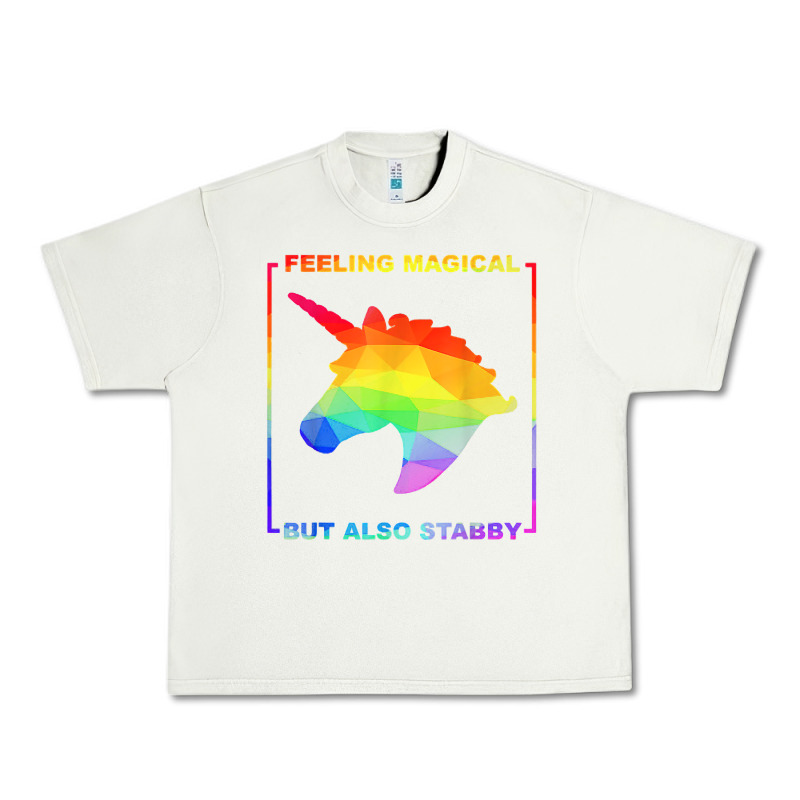 Feeling Magical But Also Stabby Unicorn Rainbow T Shirt Urban Heavy Tee by linhVisuals | Teevron