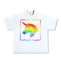 White feeling magical but also stabby unicorn rainbow t shirt Urban Heavy Tee - linhVisuals