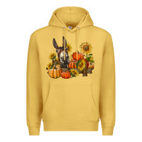 Antique Gold donkey sunflower and pumpkin farm Premium Hoodie - BarkalooDesign