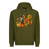 Army Green donkey sunflower and pumpkin farm Premium Hoodie - BarkalooDesign
