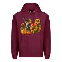 Burgundy donkey sunflower and pumpkin farm Premium Hoodie - BarkalooDesign