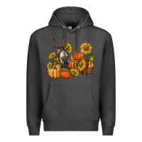 Charcoal Heather donkey sunflower and pumpkin farm Premium Hoodie - BarkalooDesign