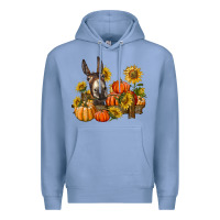 Colony Blue donkey sunflower and pumpkin farm Premium Hoodie - BarkalooDesign