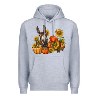 Heather Grey donkey sunflower and pumpkin farm Premium Hoodie - BarkalooDesign