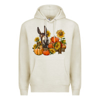 Oatmeal Heather donkey sunflower and pumpkin farm Premium Hoodie - BarkalooDesign