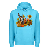Ocean Blue donkey sunflower and pumpkin farm Premium Hoodie - BarkalooDesign