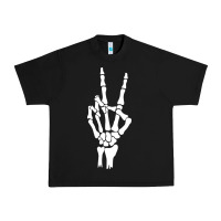 Black skeleton peace Urban Heavy Tee - linhVisuals