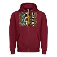 Burgundy Western Brushstroke Zipper Hoodie - Jasminsmagicworld