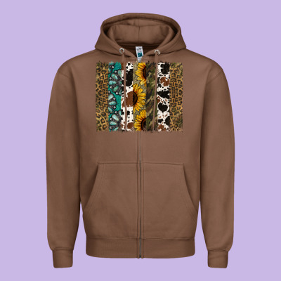 Western Brushstroke Zipper Hoodie Designed By Jasminsmagicworld