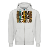 Dove Grey Western Brushstroke Zipper Hoodie - Jasminsmagicworld