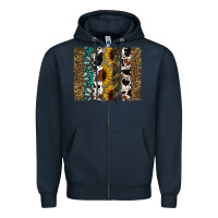 Navy Western Brushstroke Zipper Hoodie - Jasminsmagicworld