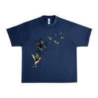 Navy bird hummingbird dandelion flowers shirt for women men t shirt Urban Heavy Tee - linhVisuals