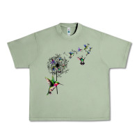 Oil Green bird hummingbird dandelion flowers shirt for women men t shirt Urban Heavy Tee - linhVisuals