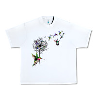 White bird hummingbird dandelion flowers shirt for women men t shirt Urban Heavy Tee - linhVisuals