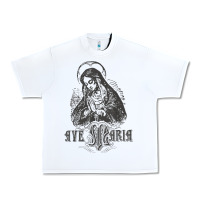 White ave maria schubert latin mass blessed mother hail mary lady t shirt Urban Heavy Tee - linhVisuals
