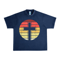 Navy jesus cross retro style vintage t shirt Urban Heavy Tee - linhVisuals