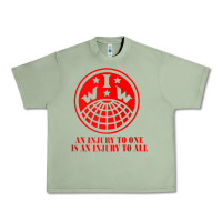 Oil Green iww injury one is injury to all front and back red zip hoodie Urban Heavy Tee - linhVisuals