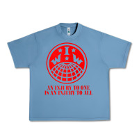 Pebble Blue iww injury one is injury to all front and back red zip hoodie Urban Heavy Tee - linhVisuals