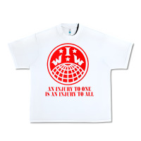 White iww injury one is injury to all front and back red zip hoodie Urban Heavy Tee - linhVisuals
